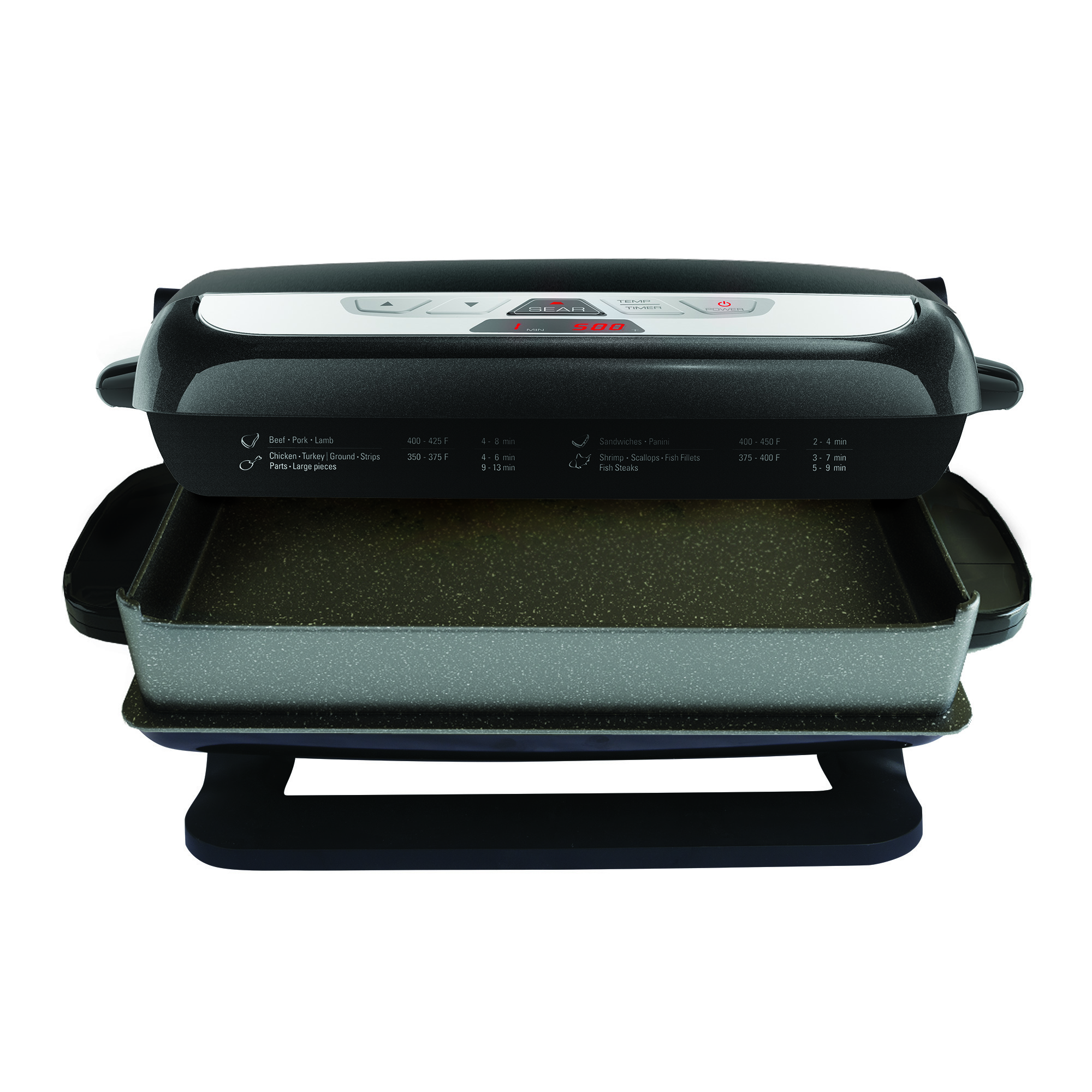 5 Serving Multi Plate Evolve Grill with Waffle Plates Black